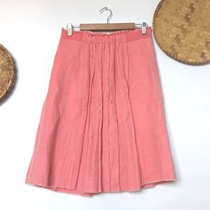 Elie Tahari Luna Pleated Linen Skirt Coral Size  M